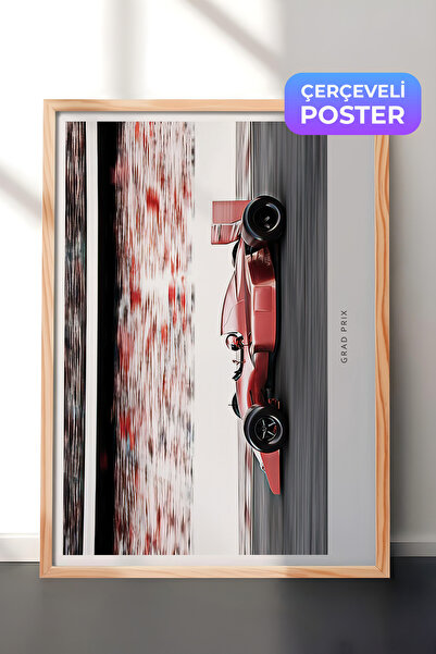 Postifull Slika uokvirena crvenim trkačkim automobilom, drveni okvir i poster...