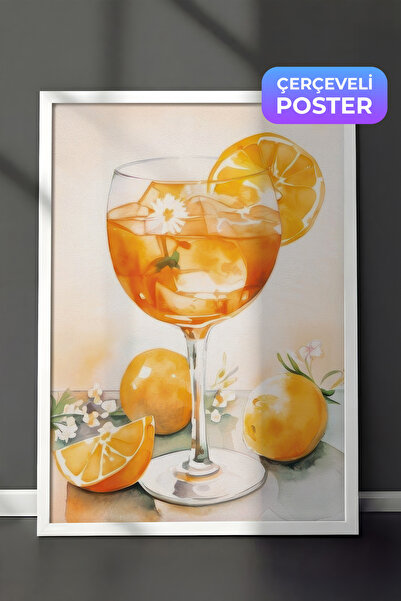 Postifull Aperol umetnička slika u ramu, beli okvir i poster, vertikalna zidn...