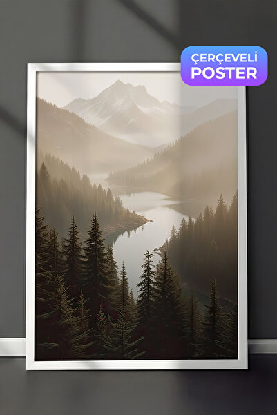 Postifull Magično jezero u uokvirenoj slici, beli okvir i poster, vertikalna ...