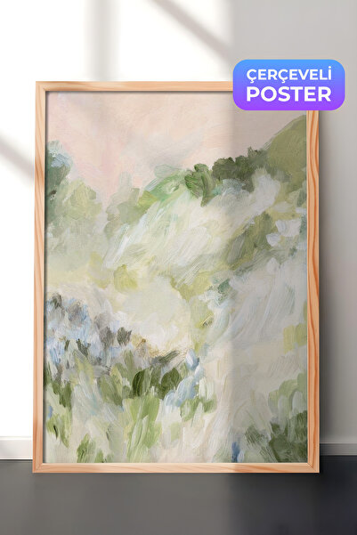 Postifull Abstract Spring Landscape Çerçeveli Tablo, Dikey Duvar Tablosu Comf...