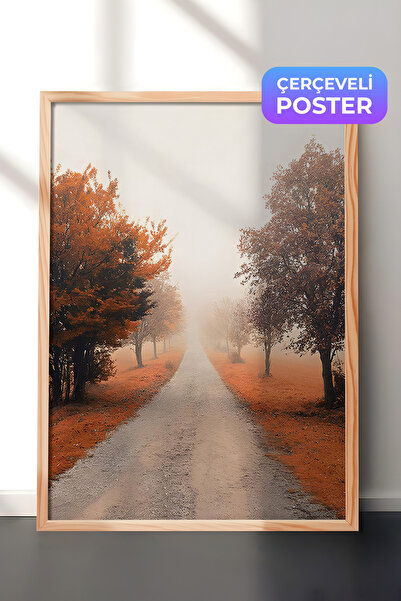 Postifull Slika u ramu "Maglovita staza sa drvećem", drveni okvir i poster, s...