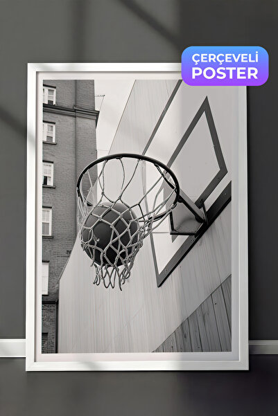 Postifull Uokvirena slika rezultata košarkaškog meča, beli okvir i poster, zi...