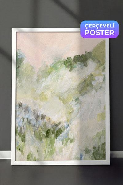 Postifull Apstraktna slika proljetnog pejzaža u ramu, vertikalna zidna slika,...