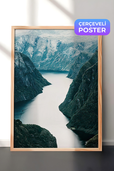 Postifull Skandinavska priroda u uokvirenoj slici, drveni okvir i poster, zid...