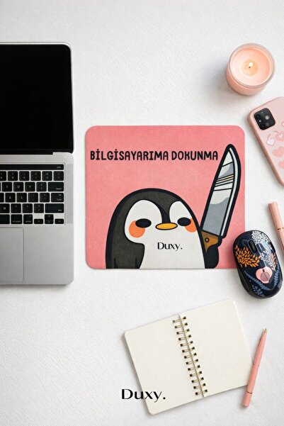 Duxy Esprili Desenli Mouse Pad, 23x19 cm, Kaymaz Taban, Ev, Ofis ve Oyun için...