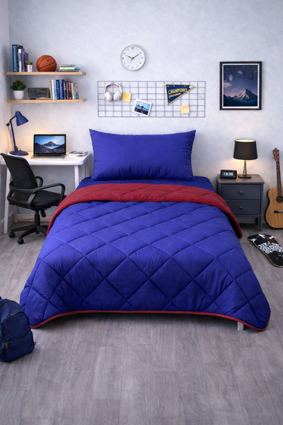 Zarif Home Sleeping Set Single Size Natural Cotton Fabric Fan Color - (4-Piece)