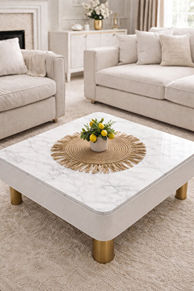 Ays handmade Yuvarlak Amerikan Servis Püsküllü Runner Hasır Runner Bohem El E...