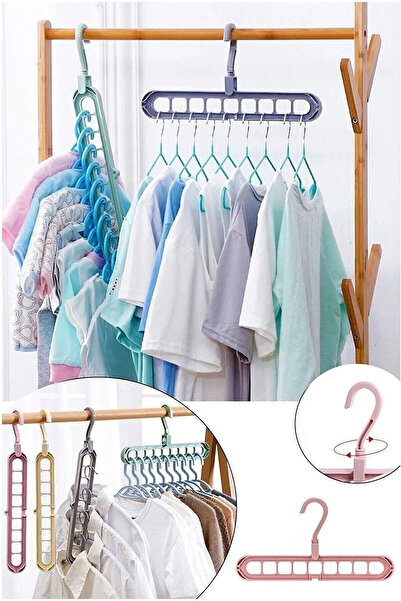 nelerbulurum 360° Dönebilen 9 Bölmeli Akıllı Askı Yatay-Dikey Kullanımlı Gard...