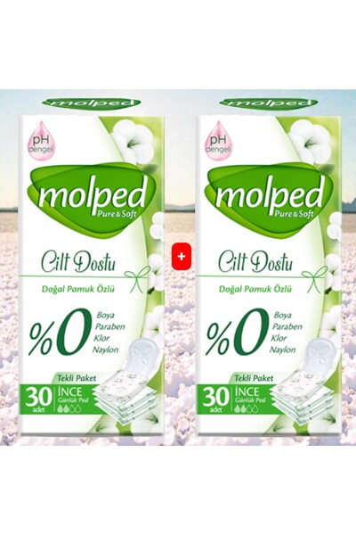 Molped Friendly Thin 30 Pure Soft Daily Pads - X 2 Pack Total 60 Pieces