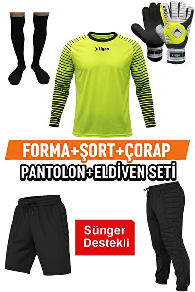 Liggo Çocuk Kaleci Forması Çocuk Kaleci Eldiveni Çocuk Kaleci Pantolonu Seti