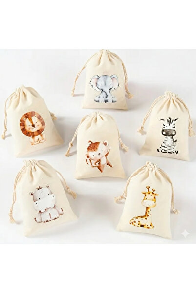 ABBRA Ona/Ona Hediye Seti 6'lı, Wild One Orman Hayvanları İpli Çantalar,Doğum...