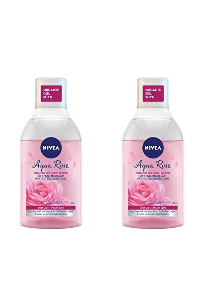 NIVEA Aqua Rose Organik Gül Suyu Içeren Çift Fazlı Temizleme Suyu 400 Ml x2