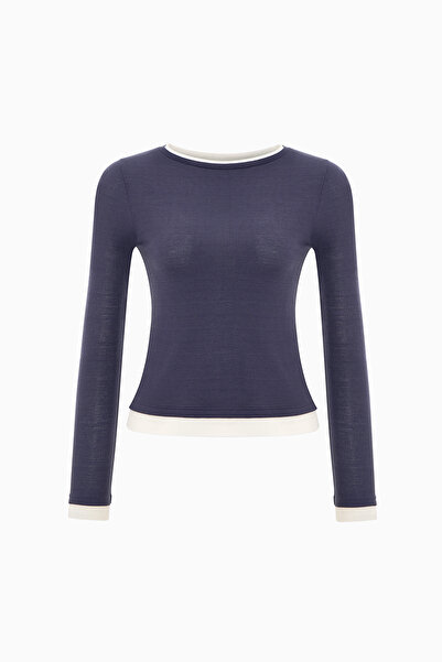 Penti Navy Blue Breathable Long Sleeve Basic Top
