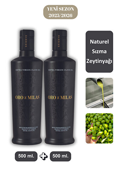 Oro di Milas Naturel Sızma Zeytinyağı, Asit: %0,3 Polifenol 500 mg/kg, 2 Adet...
