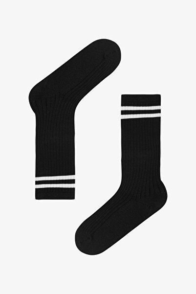 Penti Черни спортни чорапи с ивици за момичета