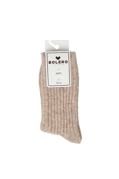 Bolero Вълнени меки зимни дамски чорапи, цвят крем-кафе
