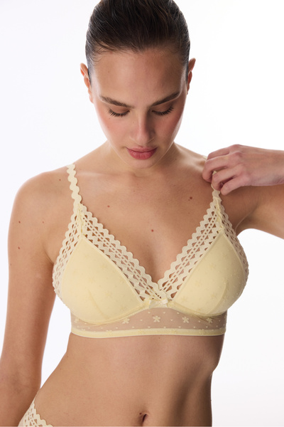 Penti Sutien cu dantelă cu susținere Push Up Yellow Luna