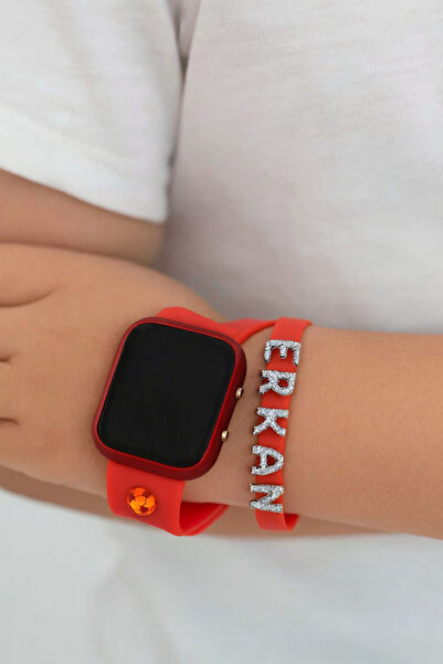 GTURK STORE Dijital Led Sarı Kırmızı Taraftar Figürlü İsimlikli Çocuk Saati (...