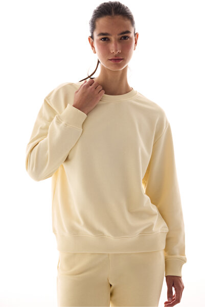 Penti Ecru Crew Neck Regular Cut Cotton Sweatshirt