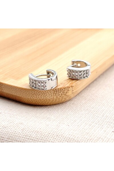 Siya Silver Special Series Non-Tarnish Steel Zircon Stone Perforated Minimal ...