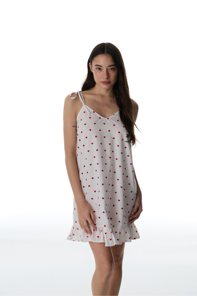 Penti Off-White Red Hearts Nightgown