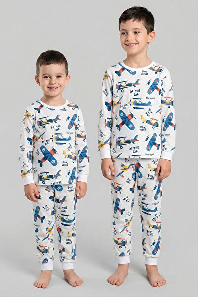 ZUZUNGA Time to Fly White Patterned Children's Pajama Set