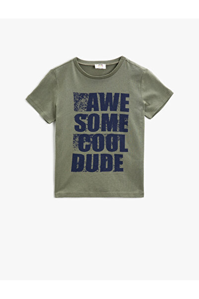 Koton Kids Kurzarm-T-Shirt aus Baumwolle mit A.Green-Text für Jungen