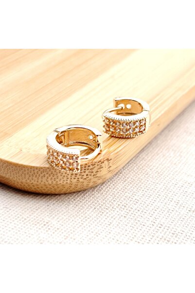 Siya Silver Özel Seri Kararmaz Çelik Zirkon Taşlı Delikli Minimal Halka Küpe ...