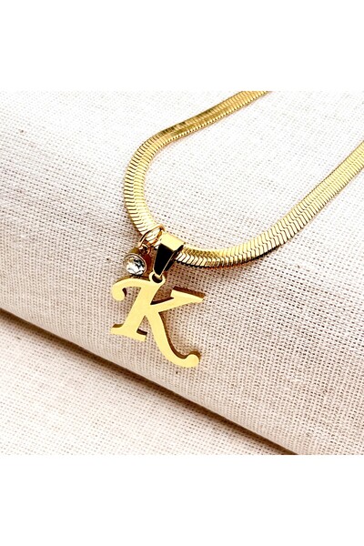 Siya Silver Kararmaz Çelik Zirkon Taşlı İtalyan Zincirli Harfli Kolye