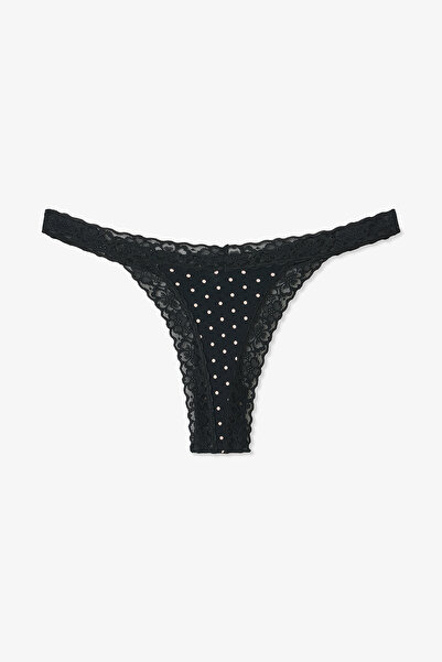Penti Black Comfy Cotton Thong Panties