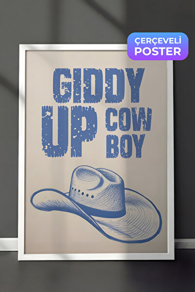 Postifull Slika u belom okviru, retro kauboj, kuhinjska zidna slika iz serije...