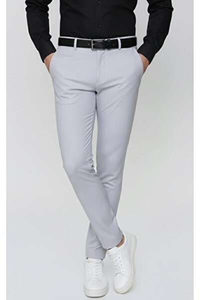 Efor Slim Fit Yan Cep Esnek Pamuklu Casual Gri Pantolon P 1088