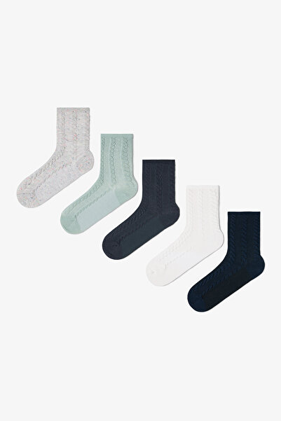 Penti 5 Pairs of Cotton Self-Spiral Patterned Socket Socks
