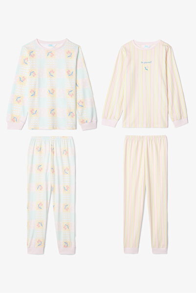 Penti Set de pijamale din bumbac cu mâneci lungi, cu model de flori crocante,...