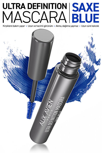 Alix Avien Dolgun Kirpik, Kıvrım ve Hacim Verici Kalıcı Etkili Mavi Maskara -...
