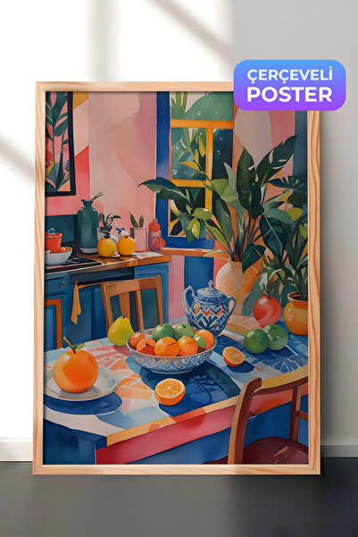 Postifull Slika sa drvenim okvirom, kič estetika, serija komfora, kuhinjska d...