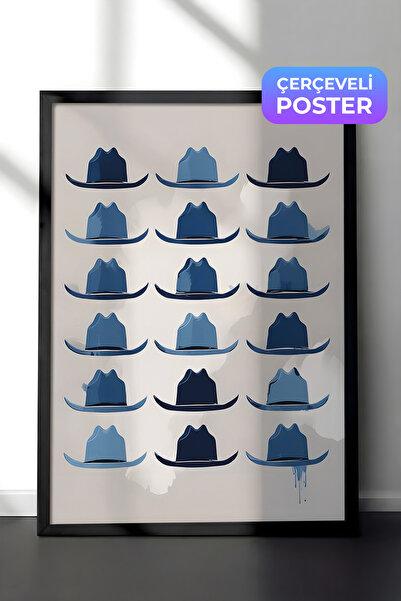 Postifull Slika u crnom okviru, kaubojski šešir, kuhinjska zidna slika iz ser...