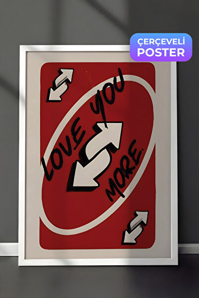 Postifull Beyaz Çerçeveli Tablo, Love You More, Comfort Serisi Mutfak Duvar T...
