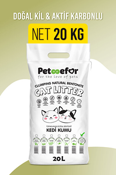 Petefor 20 KG Aktif Karbonlu Yeni Nesil Organik Kedi Kumu X2 Adet