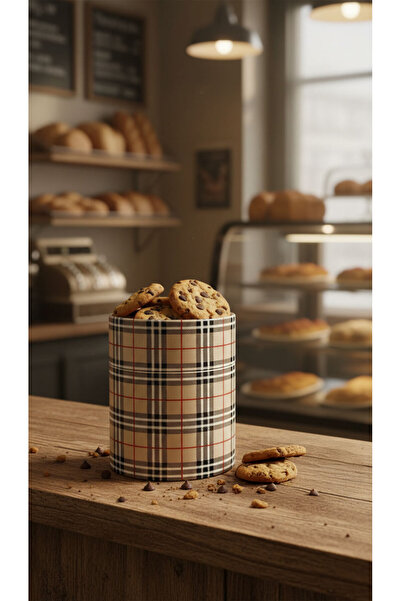 AkalBatu 10'lu Ekose Desen Silindir Kutu-Hediyelik Kutu-9x12 Cm