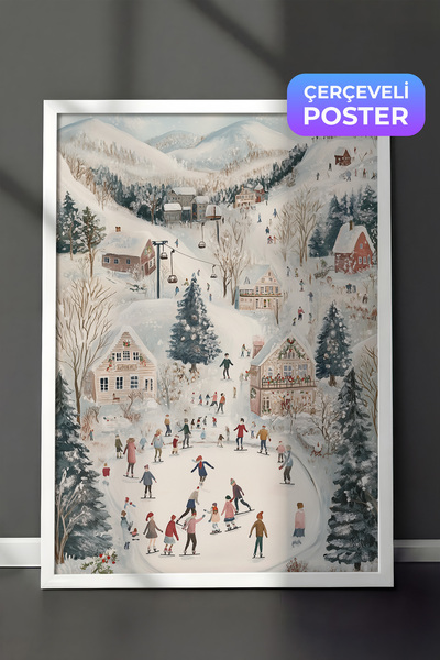 Postifull Картина в білій рамі, художня настінна картина, новорічна серія Com...