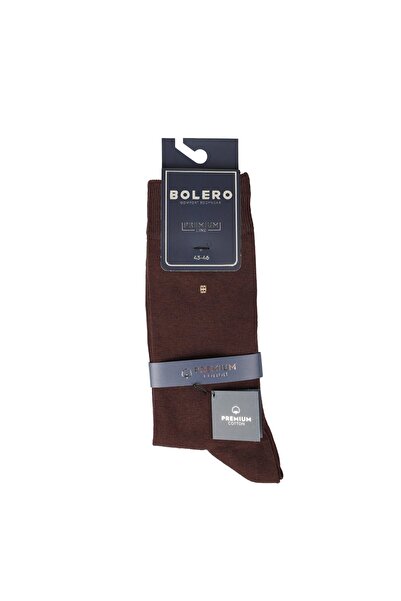 Bolero Erkek Premium Dikişsiz Pamuk Çorap Kahverengi Renkli Kare Desen