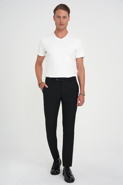 Efor Comfort Fit Elastic Waist Textured Black Jogger Pants P 1192