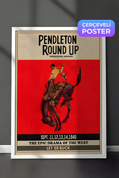 Postifull Slika u belom okviru, Pendleton Round Up Rodeo, kuhinjska zidna sli...