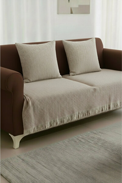 Senpai NaturaLux Cotton Bohemian Sofa Seat-Covering Sofa Bed Armchair Cover Throw | 100x210 Beige