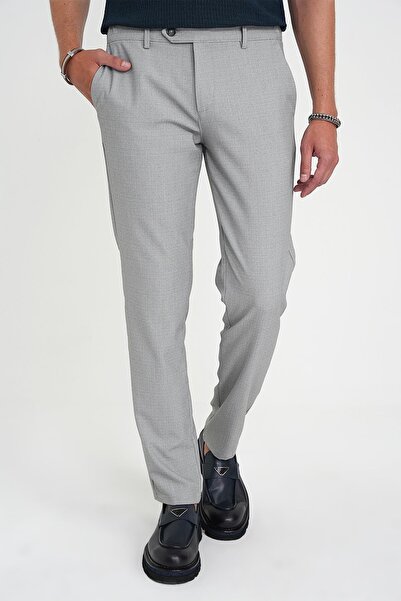 Efor Comfort Fit Beli Lastikli Dokulu Gri Jogger Pantolon P 1192