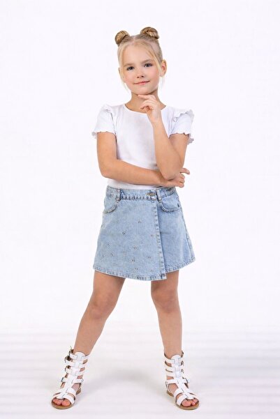 RAPAPA Kız Çocuk Mavi Kot Şort Etek -0708