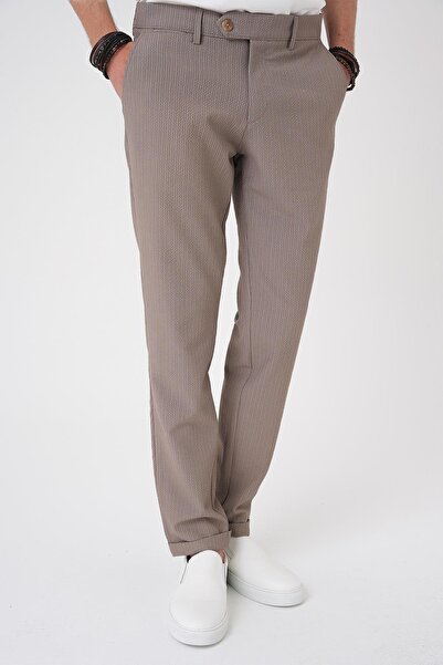 Efor Comfort Fit Gofre Dokulu Beli Lastikli Vizon Jogger Pantolon P 1177