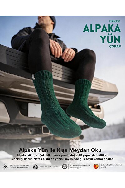 Bolero Erkek Alpaka Yün Kışlık Çorap Haki