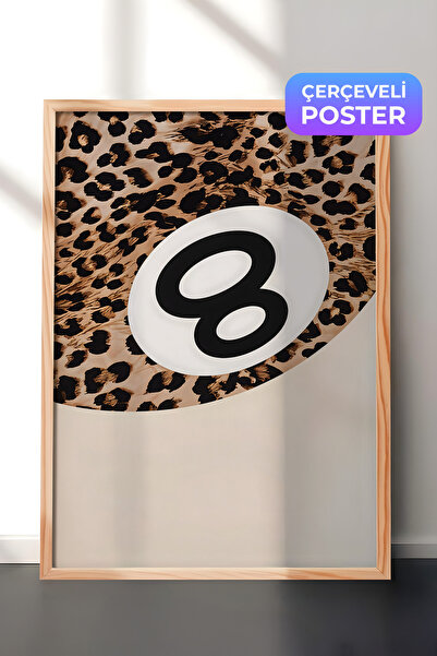Postifull Ahşap Çerçeveli Tablo, 8_Ball Leopard, Comfort Serisi Mutfak Ahşap ...